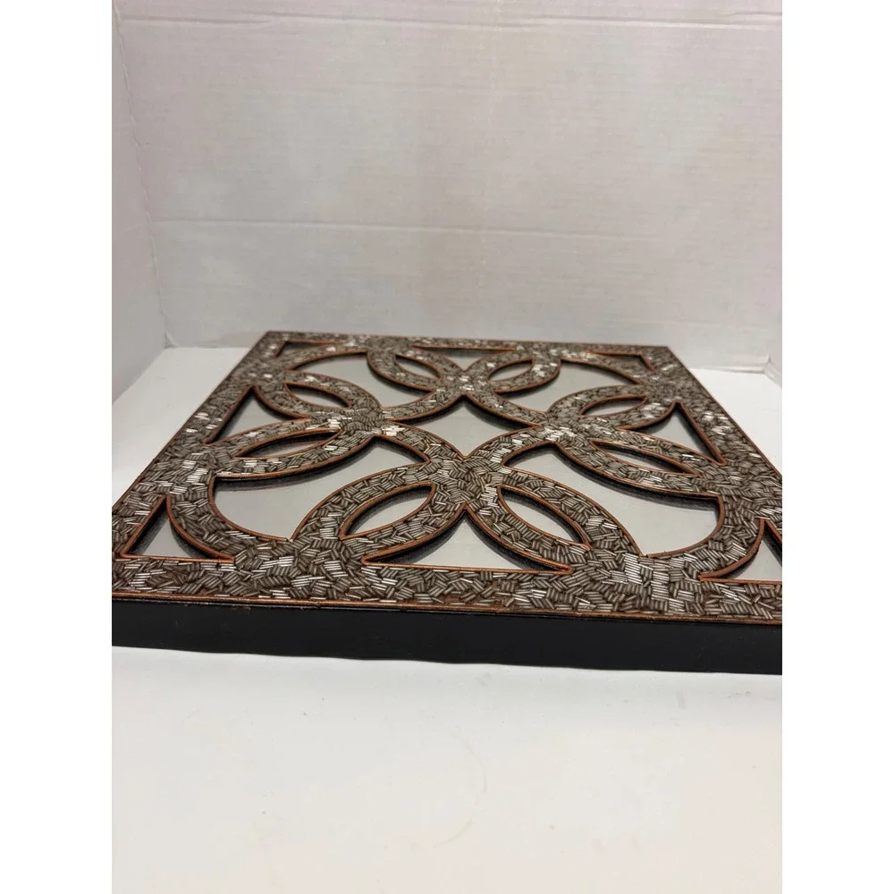 Pier 1 One Imports Mirror Square Seed Beaded Gold 14